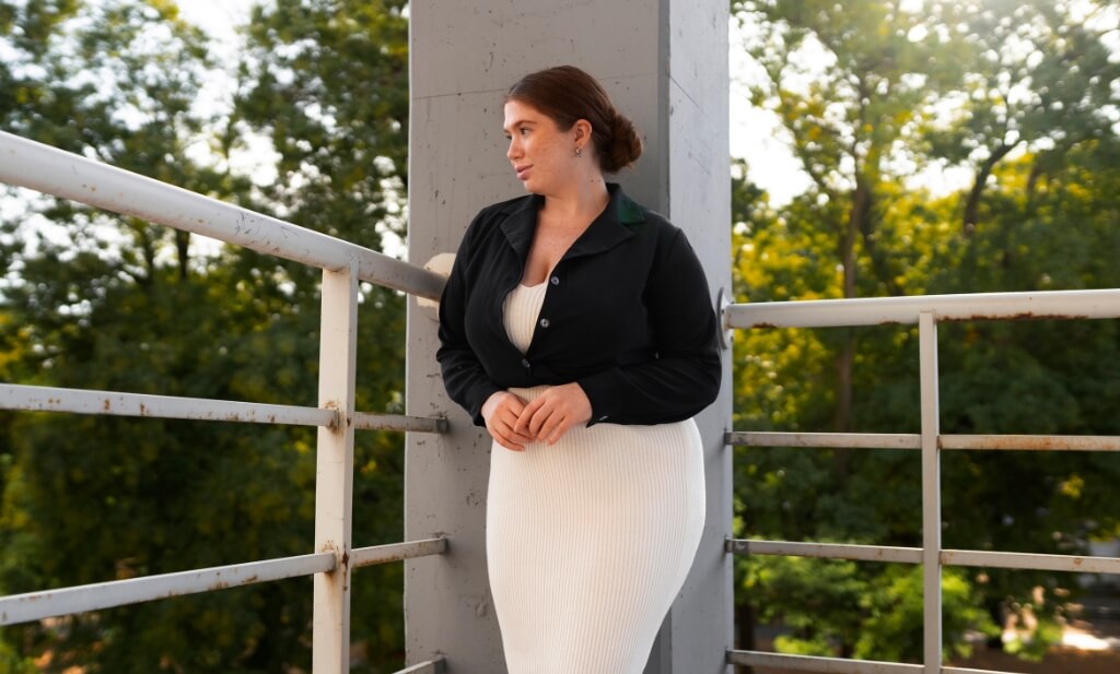 Az alma testalkat lábai gyönyörű kecsesek.